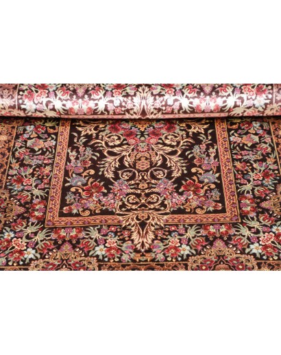Tappeto Ghom seta Persia marrone azzurro 80x120