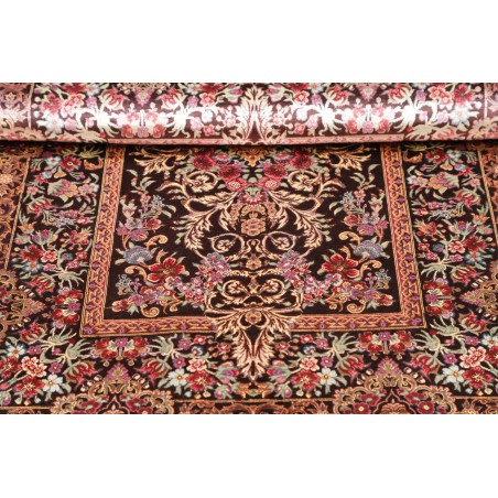 Tappeto Ghom seta Persia marrone azzurro 80x120