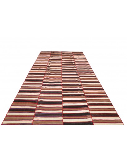 Tappeto Kilim Mazandaran Vintage Persia rosso bianco 194x392