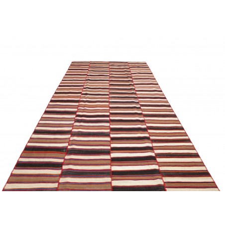 Tappeto Kilim Mazandaran Vintage Persia rosso bianco 194x392