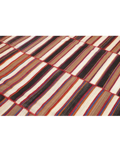 Tappeto Kilim Mazandaran Vintage Persia rosso bianco 194x392