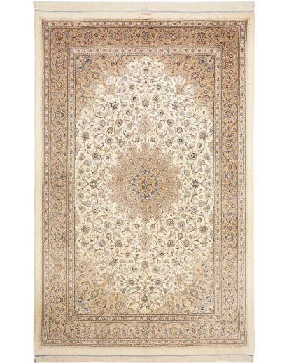 Tappeto Ghom seta Persia giallo 158x247