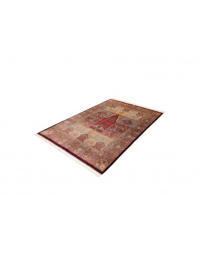 Tappeto Ghom seta Persia marrone arancione 139x200