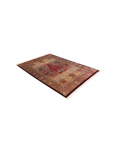 Tappeto Ghom seta Persia marrone arancione 139x200