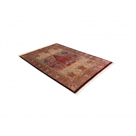 Tappeto Ghom seta Persia marrone arancione 139x200