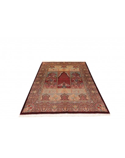 Tappeto Ghom seta Persia marrone arancione 139x200