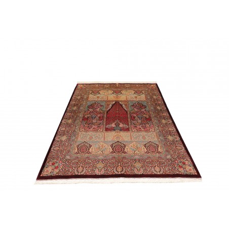 Tappeto Ghom seta Persia marrone arancione 139x200