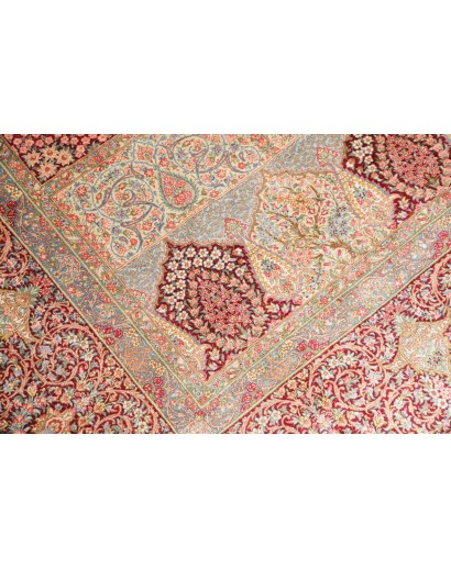 Tappeto Ghom seta Persia marrone arancione 139x200
