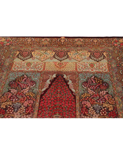 Tappeto Ghom seta Persia marrone arancione 139x200