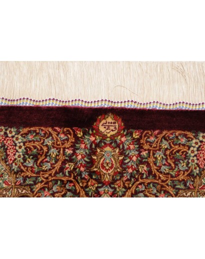 Tappeto Ghom seta Persia marrone arancione 139x200