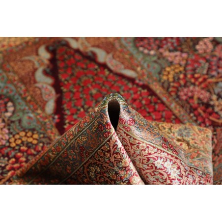 Tappeto Ghom seta Persia marrone arancione 139x200