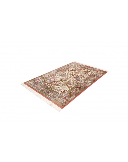 Tappeto Ghom seta Persia giallo grigio 132x200