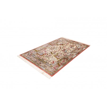 Tappeto Ghom seta Persia giallo grigio 132x200
