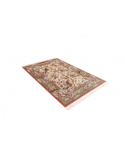 Tappeto Ghom seta Persia giallo grigio 132x200