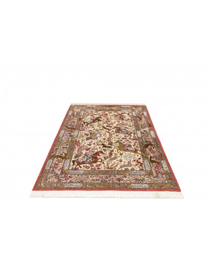 Tappeto Ghom seta Persia giallo grigio 132x200