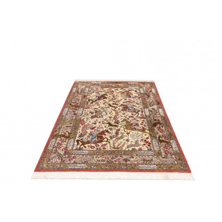 Tappeto Ghom seta Persia giallo grigio 132x200