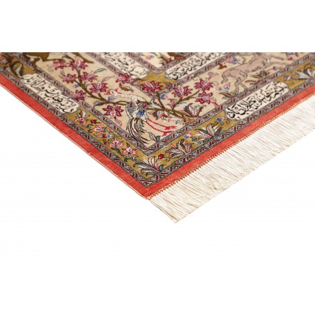 Tappeto Ghom seta Persia giallo grigio 132x200