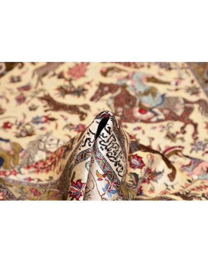 Tappeto Ghom seta Persia giallo grigio 132x200