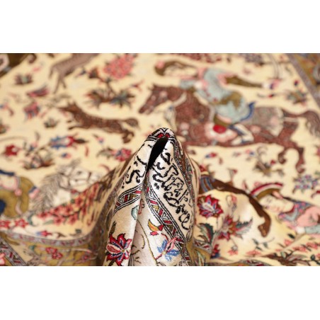 Tappeto Ghom seta Persia giallo grigio 132x200
