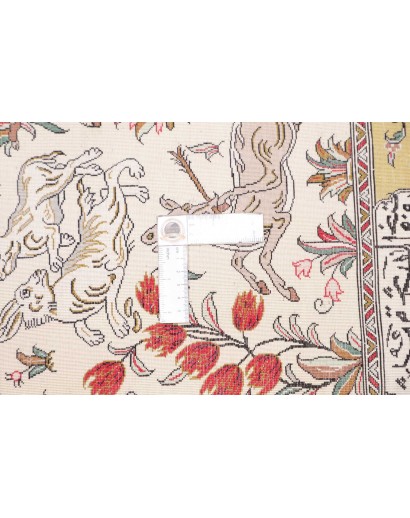 Tappeto Ghom seta Persia giallo grigio 132x200