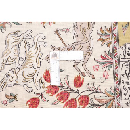 Tappeto Ghom seta Persia giallo grigio 132x200