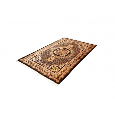 Tappeto Ghom seta Persia marrone bianco 135x200