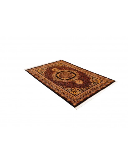 Tappeto Ghom seta Persia marrone bianco 135x200