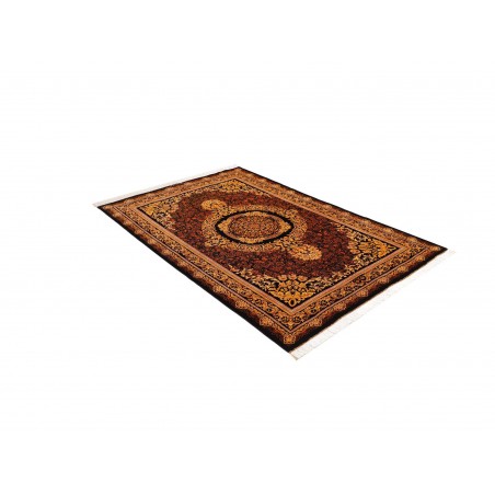 Tappeto Ghom seta Persia marrone bianco 135x200