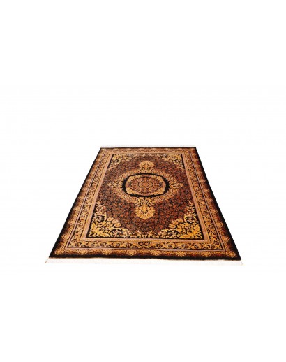 Tappeto Ghom seta Persia marrone bianco 135x200