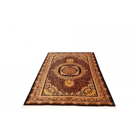 Tappeto Ghom seta Persia marrone bianco 135x200