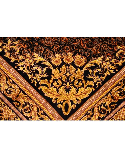 Tappeto Ghom seta Persia marrone bianco 135x200