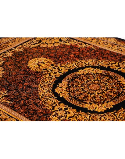 Tappeto Ghom seta Persia marrone bianco 135x200