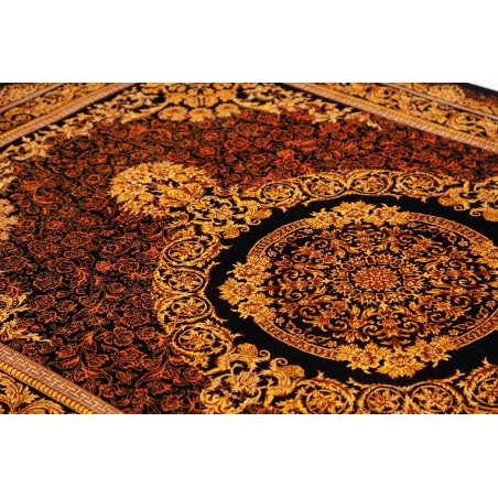 Tappeto Ghom seta Persia marrone bianco 135x200