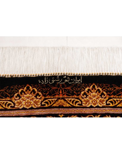 Tappeto Ghom seta Persia marrone bianco 135x200
