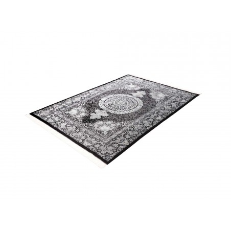 Tappeto Ghom seta Persia grigio bianco 138x195