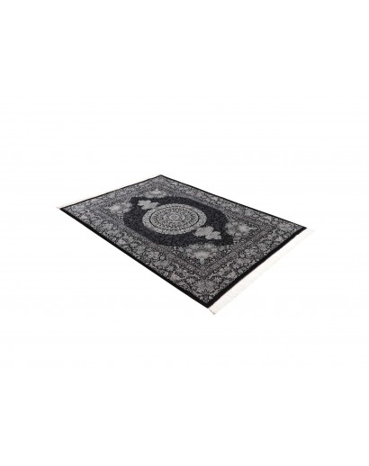 Tappeto Ghom seta Persia grigio bianco 138x195