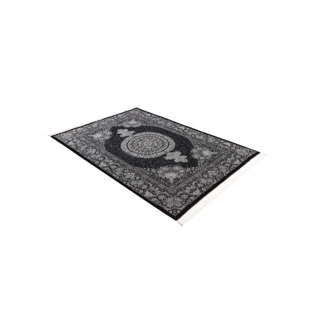 Tappeto Ghom seta Persia grigio bianco 138x195