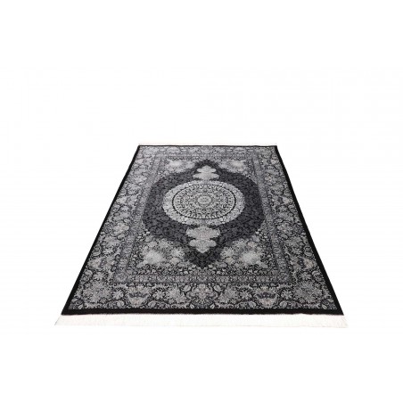 Tappeto Ghom seta Persia grigio bianco 138x195