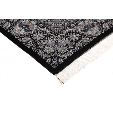 Tappeto Ghom seta Persia grigio bianco 138x195