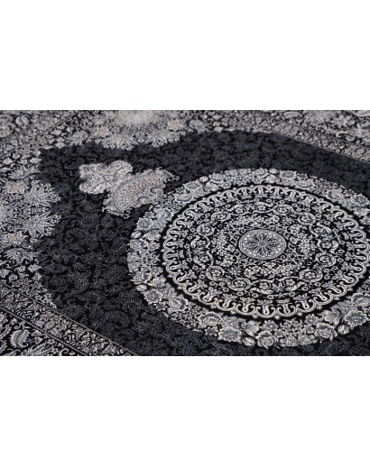 Tappeto Ghom seta Persia grigio bianco 138x195