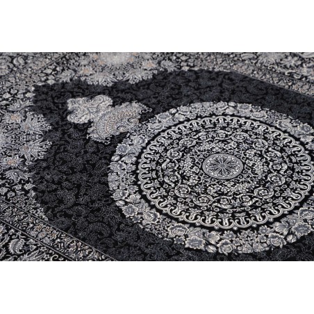 Tappeto Ghom seta Persia grigio bianco 138x195