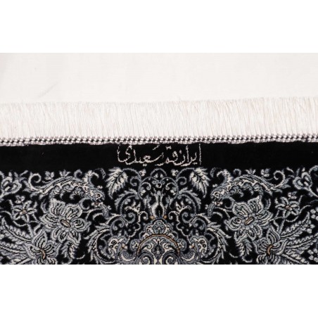 Tappeto Ghom seta Persia grigio bianco 138x195