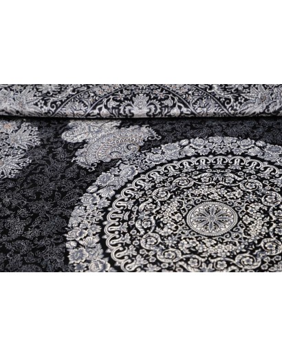 Tappeto Ghom seta Persia grigio bianco 138x195