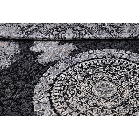 Tappeto Ghom seta Persia grigio bianco 138x195