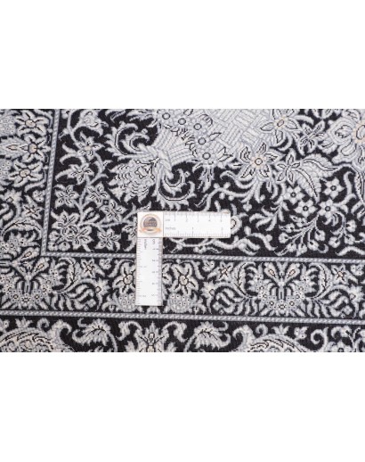 Tappeto Ghom seta Persia grigio bianco 138x195