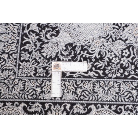 Tappeto Ghom seta Persia grigio bianco 138x195