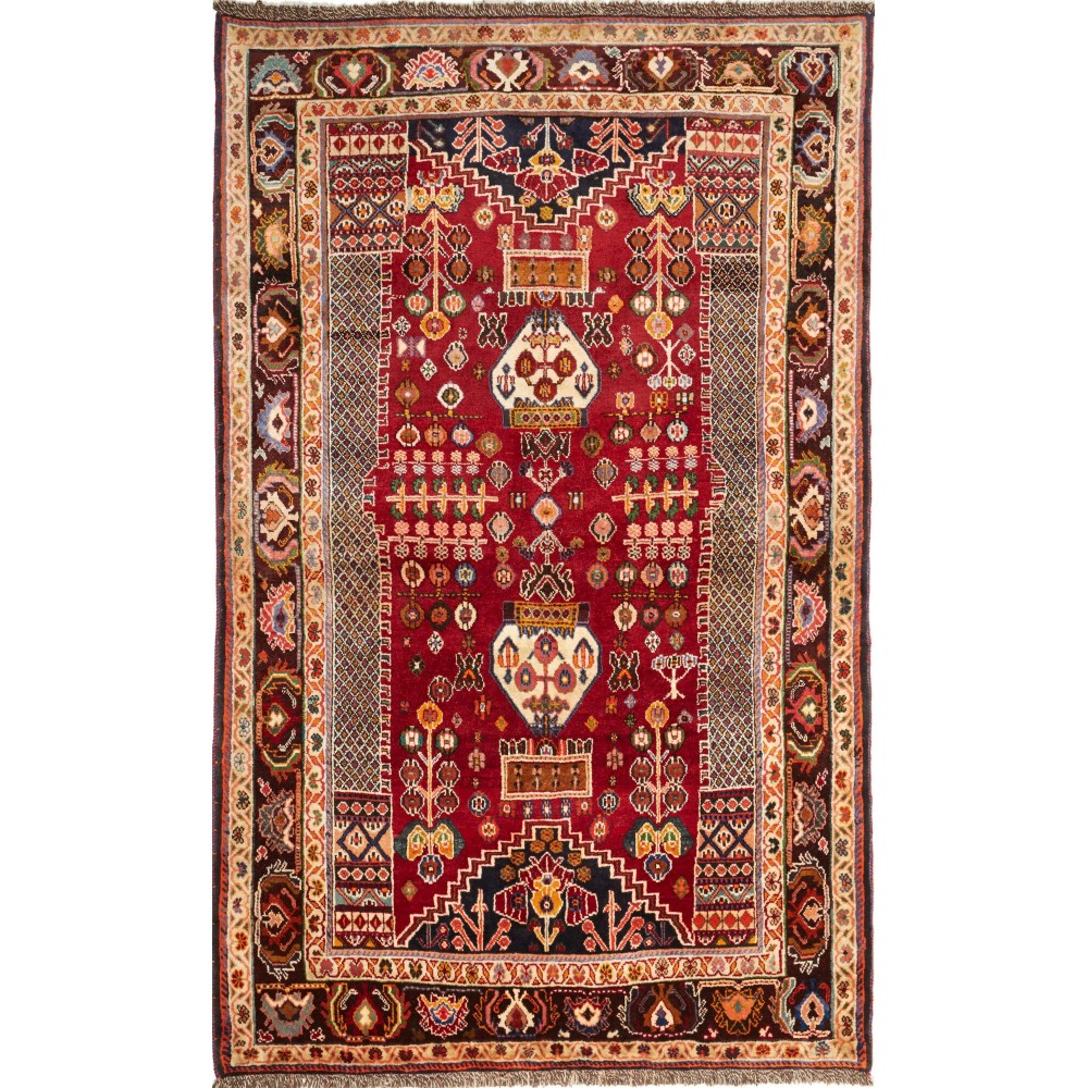 Tappeto Shiraz Fine Persia marrone arancione 157x252 Tappeto Shiraz Fine Persia marrone arancione 157x252