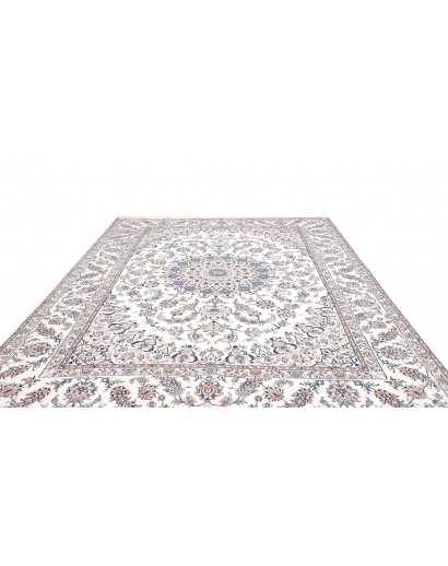Tappeto Nain Kashmar Persia bianco azzurro 253x354