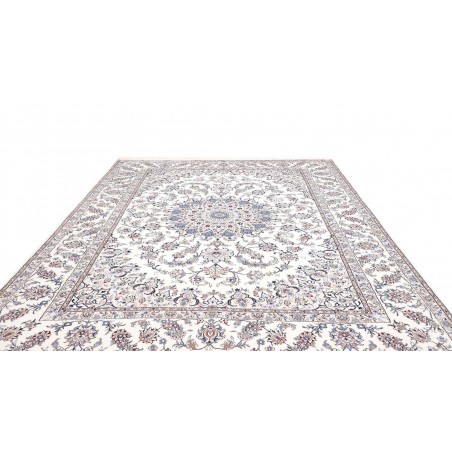 Tappeto Nain Kashmar Persia bianco azzurro 253x354
