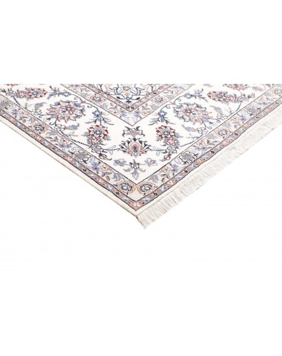 Tappeto Nain Kashmar Persia bianco azzurro 253x354